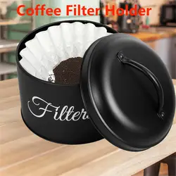 Coffee Filter Holder Round Basket Coffee Filter Container for Counter Organizer Metal Coffee Filter Storage Basket for Counter