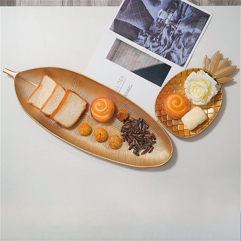 INS Nordic Gold-Toned Candy Snack Tray, Creative Serving Plate for Living Room Dining Table Decor