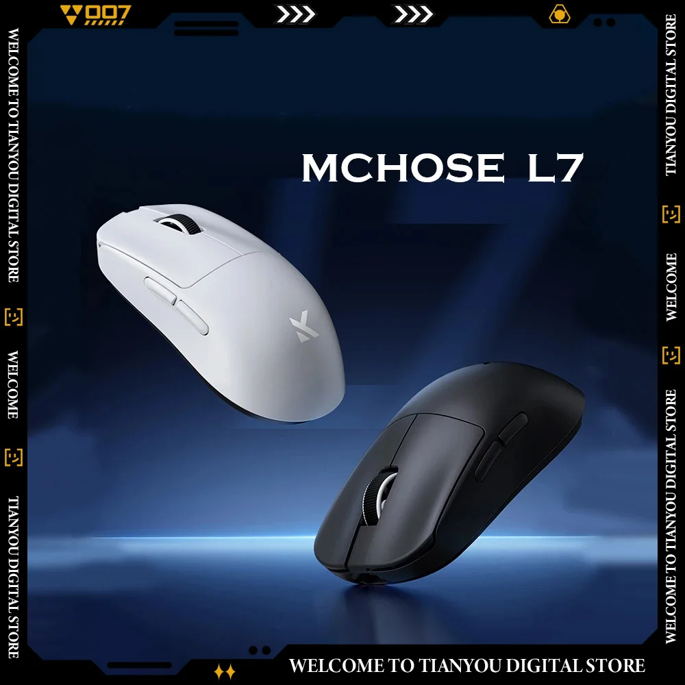 MCHOSE L7 Ultra Pro Mouse PAW3395 8K Three Mode 2.4g Wireless Custom Lightweight E-sports Gaming PC Mouse Ergonomics Accessories