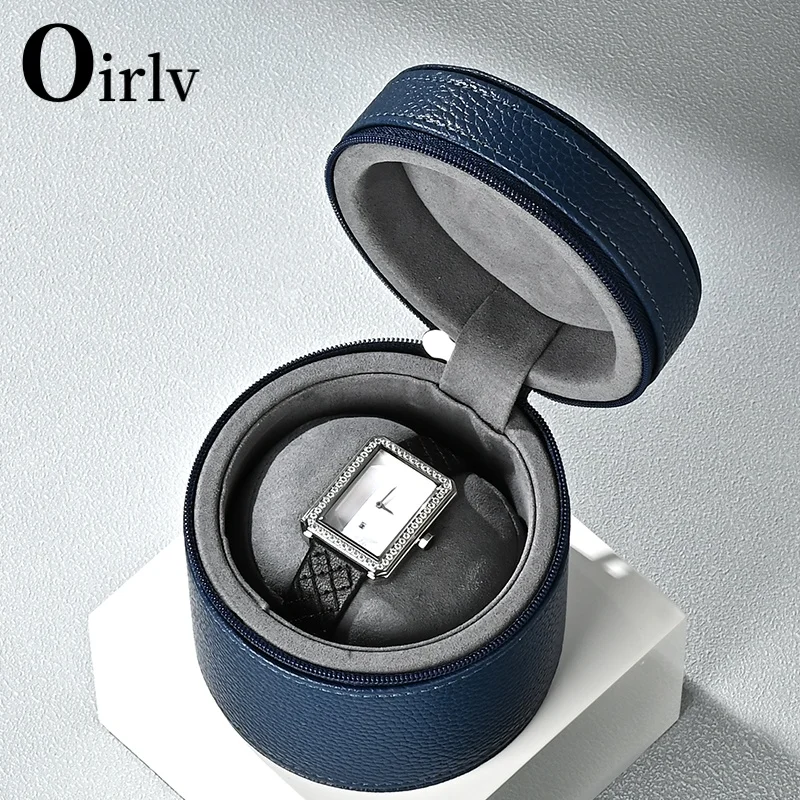 Oirlv New Leather Single Watch Roll Luxury Genuine Watch Storage Box Travel Bag Watch Case Gift Box Watch Pouch Wristwatches