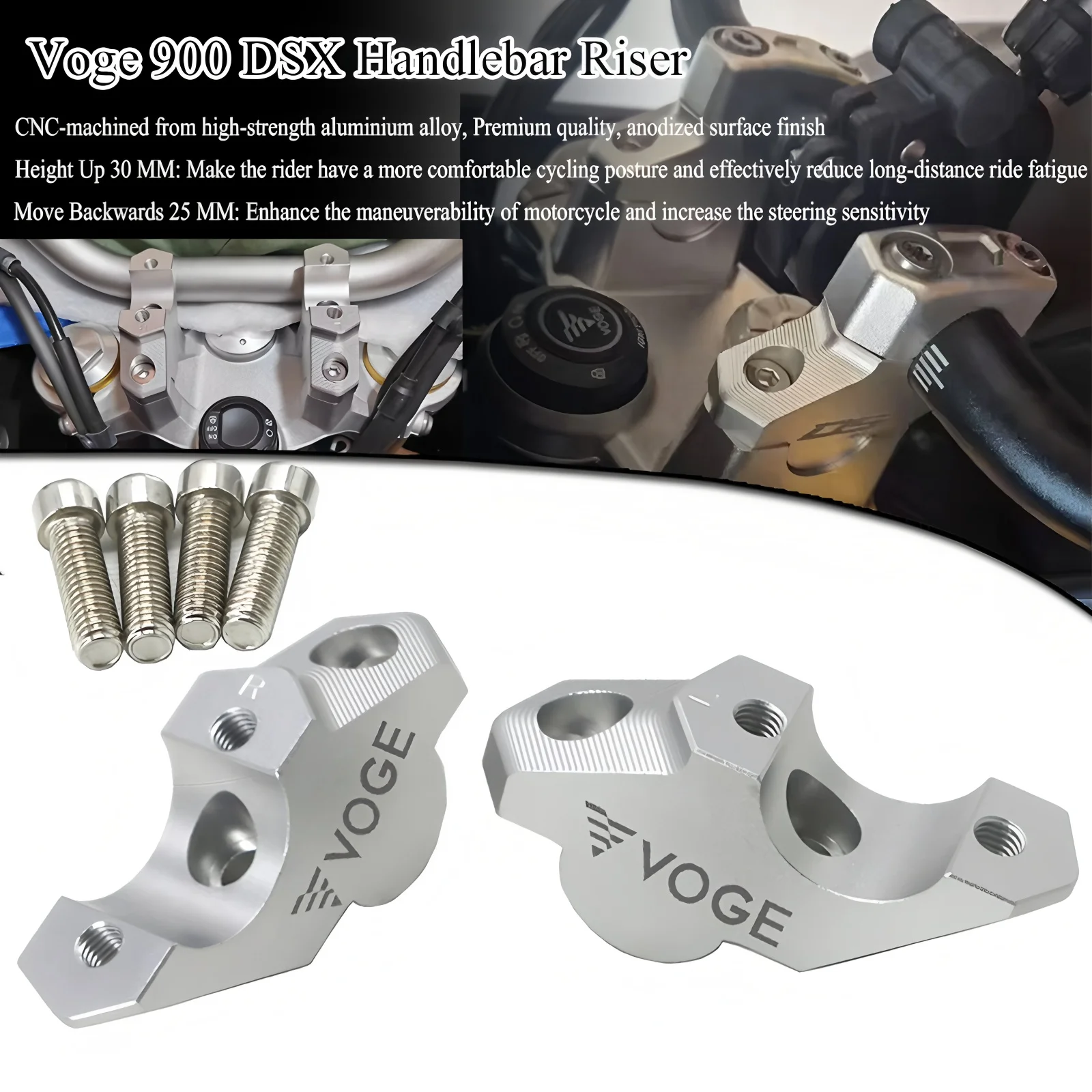 

For Voge DSX 900 900 DSX DS900X 900DS 2024- With Offset Risers Clamp Extension Adapter Motorcycle Handlebar Riser Lift Booster