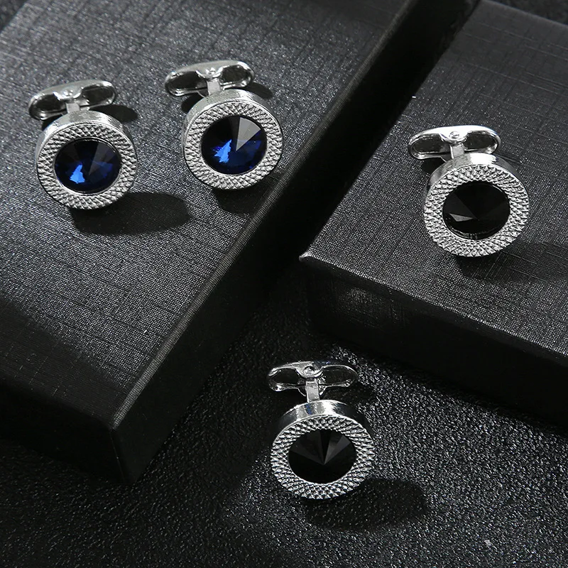 

Luxury Cufflinks For Man Blue Black Diamond Cufflink Green Fashion French Buttons For Men Shirts Accessories Party Jewelry Gifts