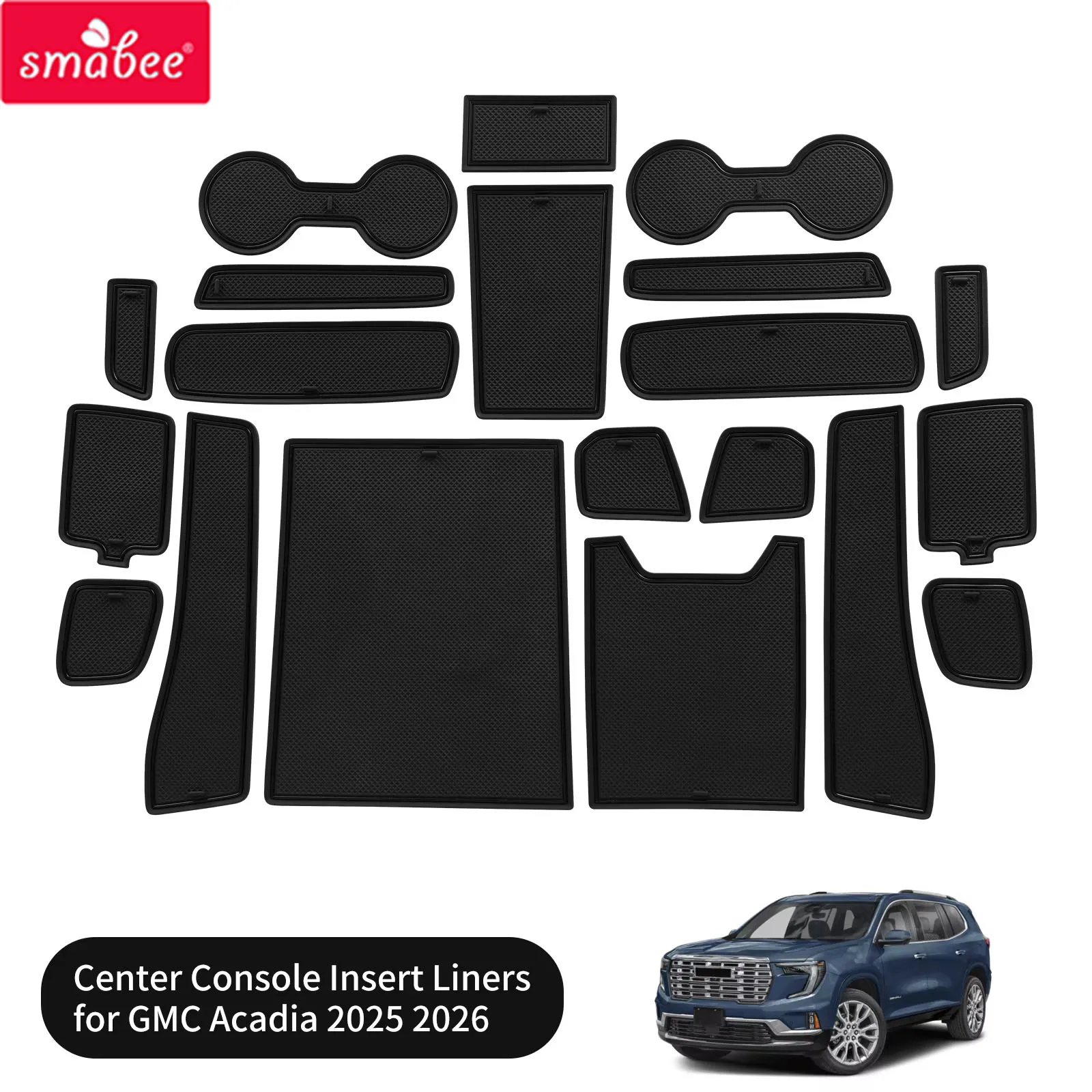 Smabee for GMC Acadia 2025 2026 Car Gate Slot Mat Waterproof Door Groove Mat Car Interior Groove Protector Mat Accessories Black