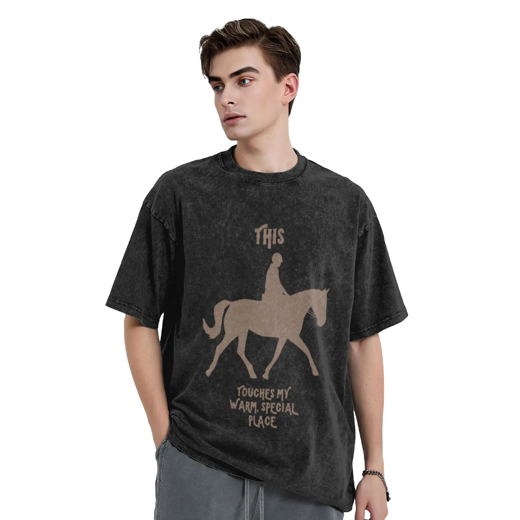 This Touches my Warm  Special Place - HORSEBACK RIDING Unique Trendy A Vintage Oversized Cotton Unisex T-Shirts