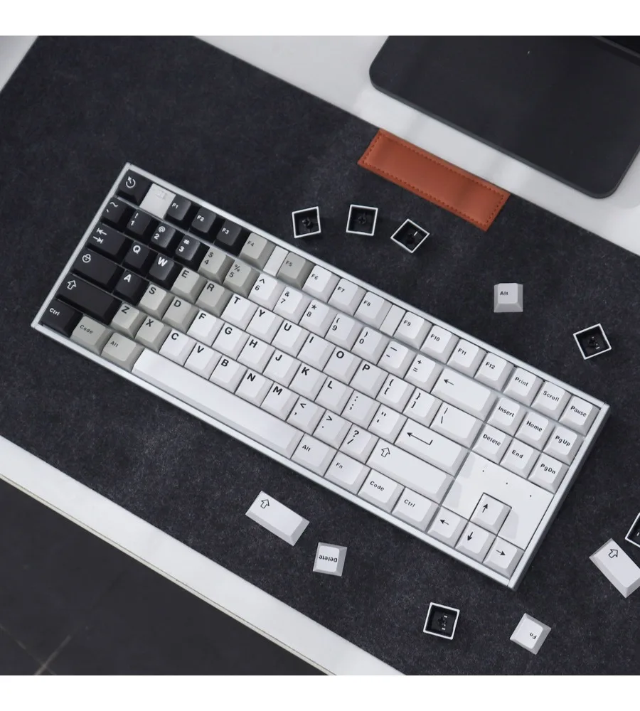 Original height two-color forming gradual change black and white mechanical keyboard cap Guofeng keycap
