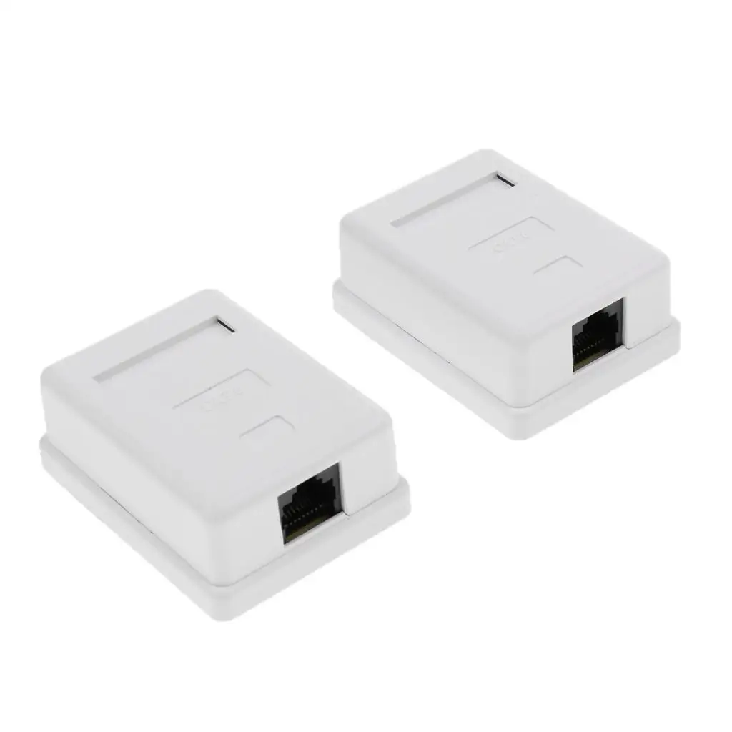 Cat6 1 Port Face Plate ABS Surface Mount Box Network Adapter Panel for Office Desk Wall Installation