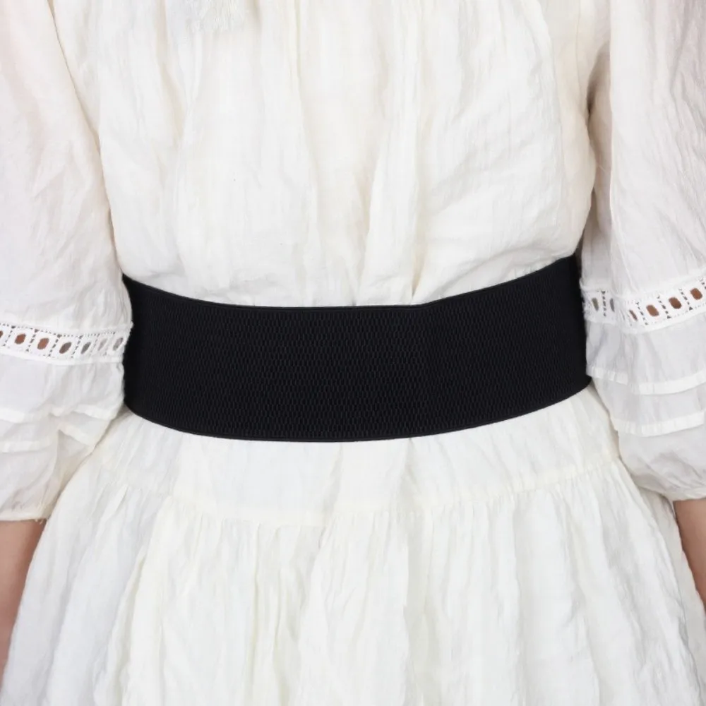 Faja elástica Simple de PU para mujer, cinturón de cintura alta para vestido, cinturón ancho con estampado de leopardo para mujer