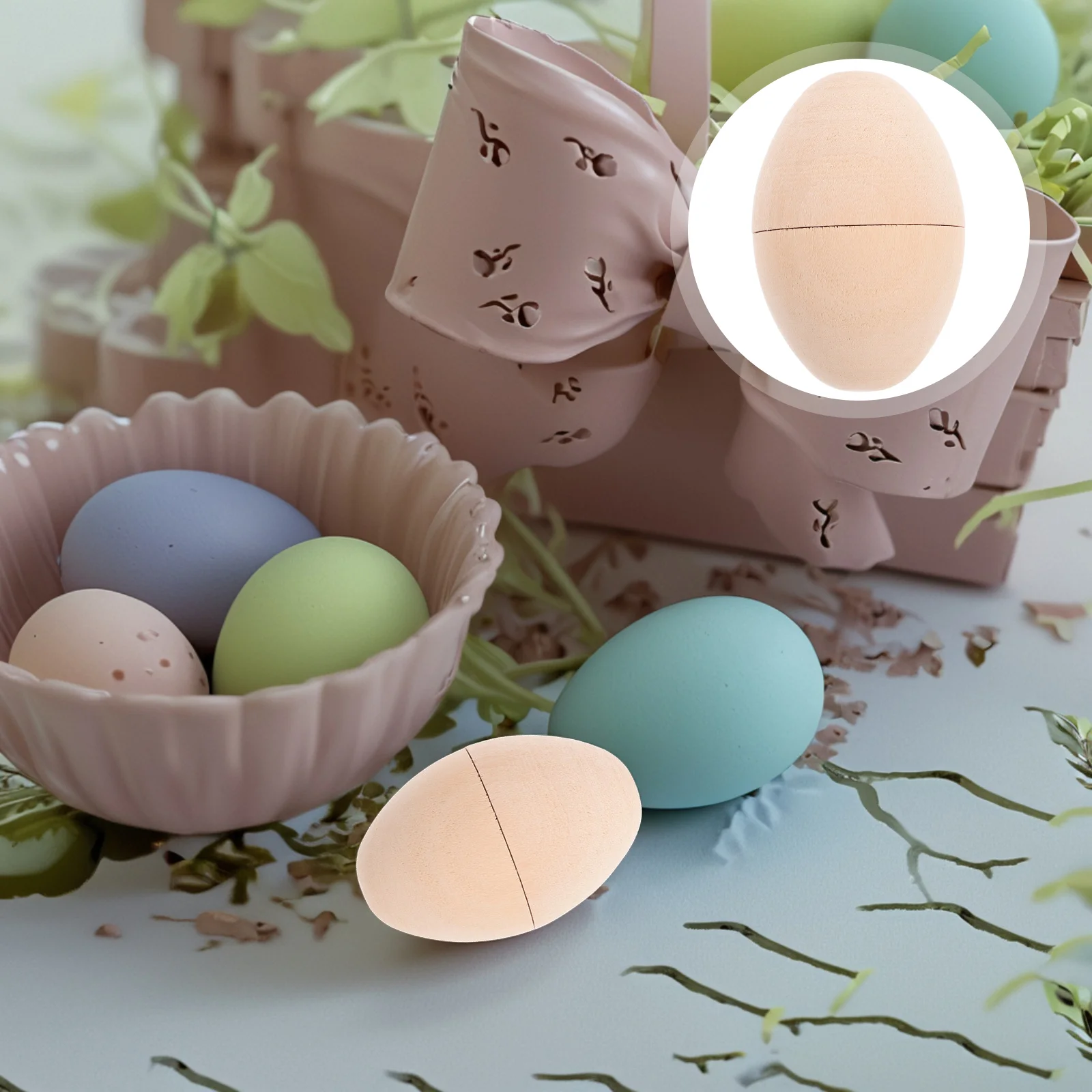 

6 Pcs White Embryonated Wooden Eggs Craft Unfinished Hollow Easter Decorations Paintable Pieces Wooden Set