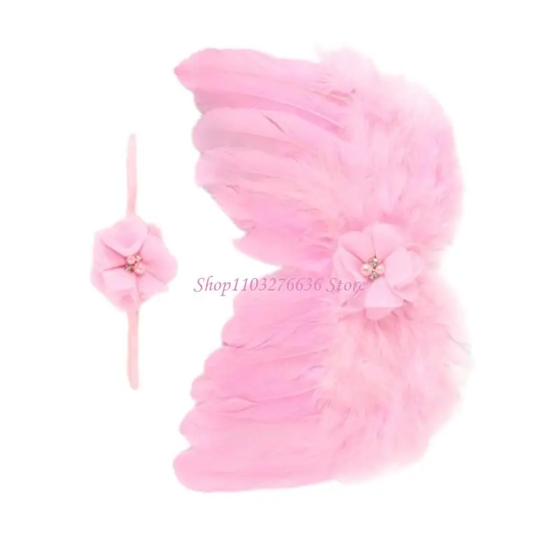 R6FD Baby Photoshoot Posing Props Wing Headband Newborn Photo Angel Costume