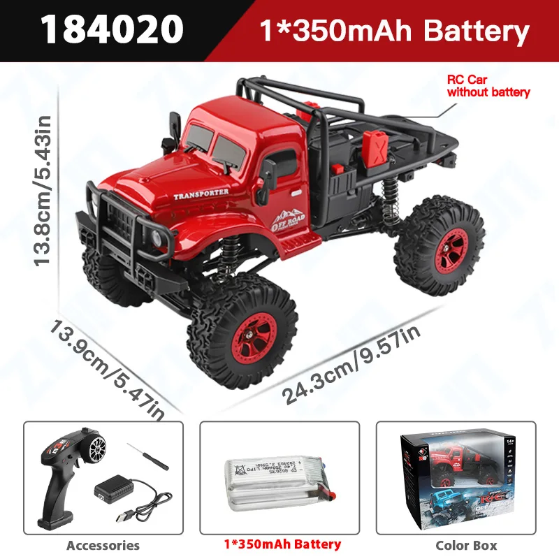 Wltoys 184020 1:18 Mini RC Car 2.4G With LED Lights 4WD Off-Road Electric Crawler Vehicle Remote Control Truck Toy for Children image 3
