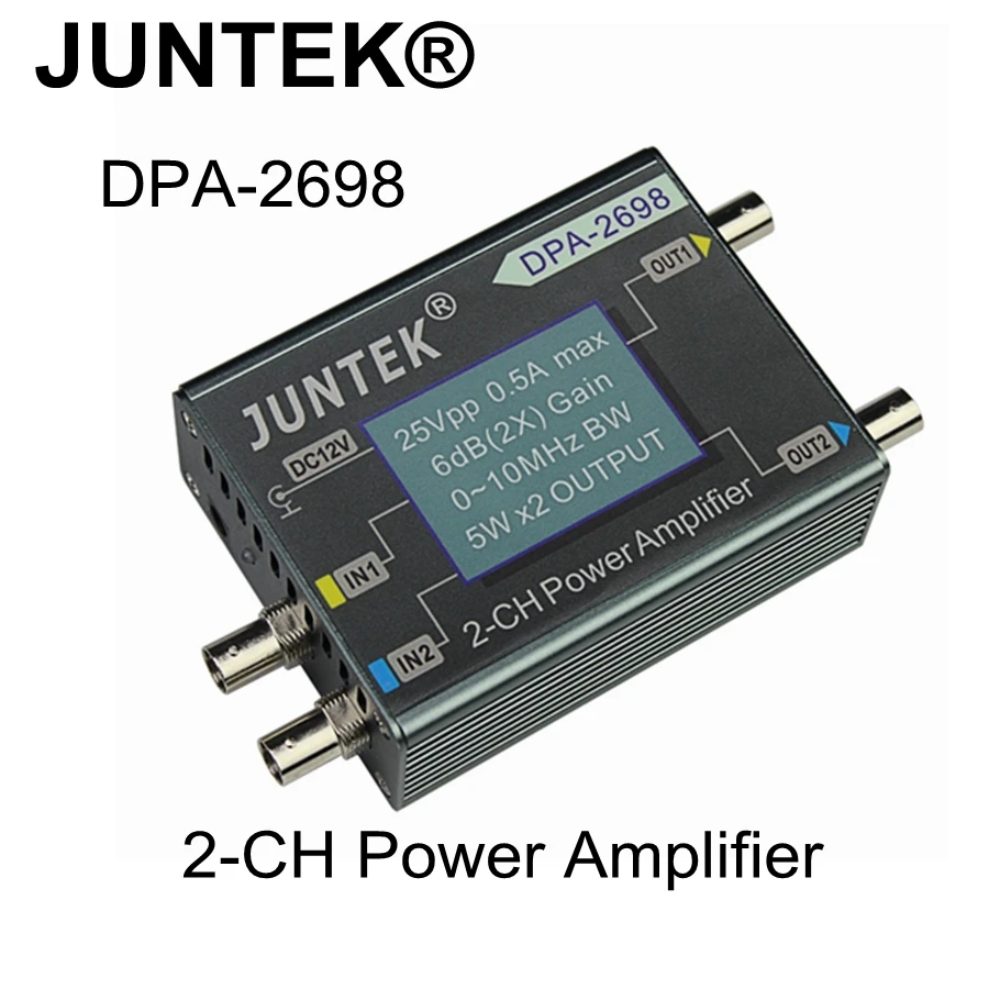 JUNTEK DPA-2698 Dual Channels DDS Function Signal Generator Digital Control Higher Power DC 2-CH Power Amplifier