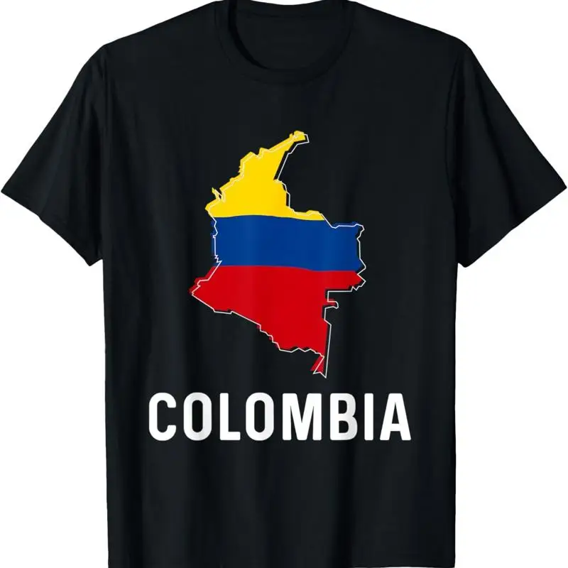 Camiseta con mapa de la bandera de Colombia, recuerdo del orgullo colombiano