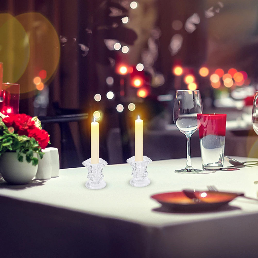 

Hexagonal Rod Candlestick Transparent Glass Holder For Home Wedding Party Decor Desktop Stand Ornament