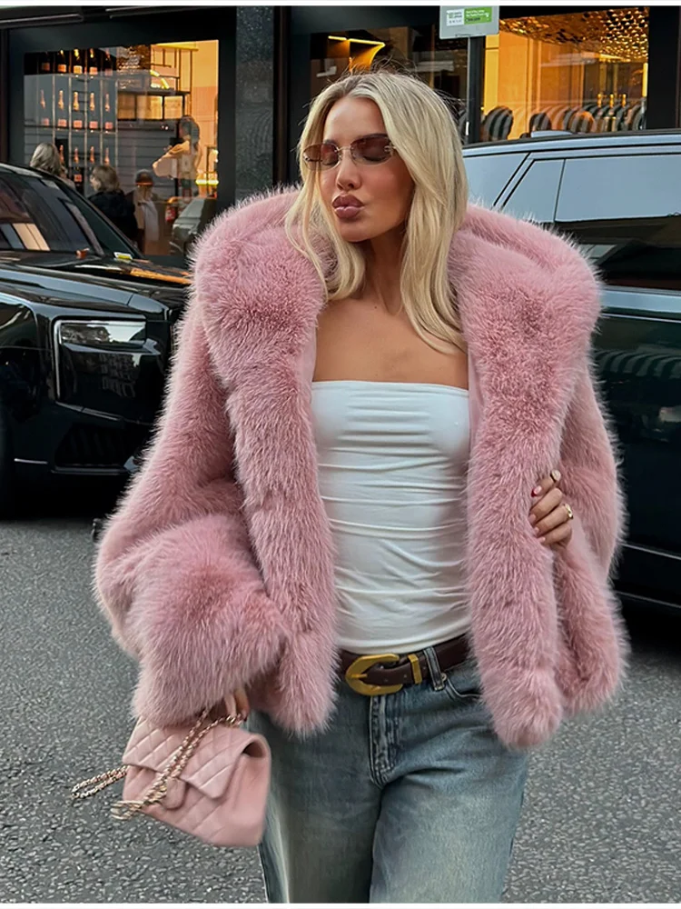 

Retro Chic Faux Fur Jacket Oversized Warm Thick Spring Women Coats Parties Stylish Female Casual Trend Ladies Glam Outerwear