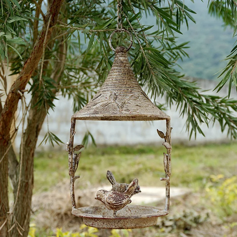 Garden Decor Rustic Vintage Weathered Country Handmade Bird Feeder