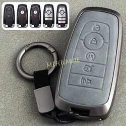 Metal Leather Car Key Fob Case Cover Keychain For Ford Escape Explorer Ecosport Kuga Bronco Sport Edge Expedition F150 Ranger