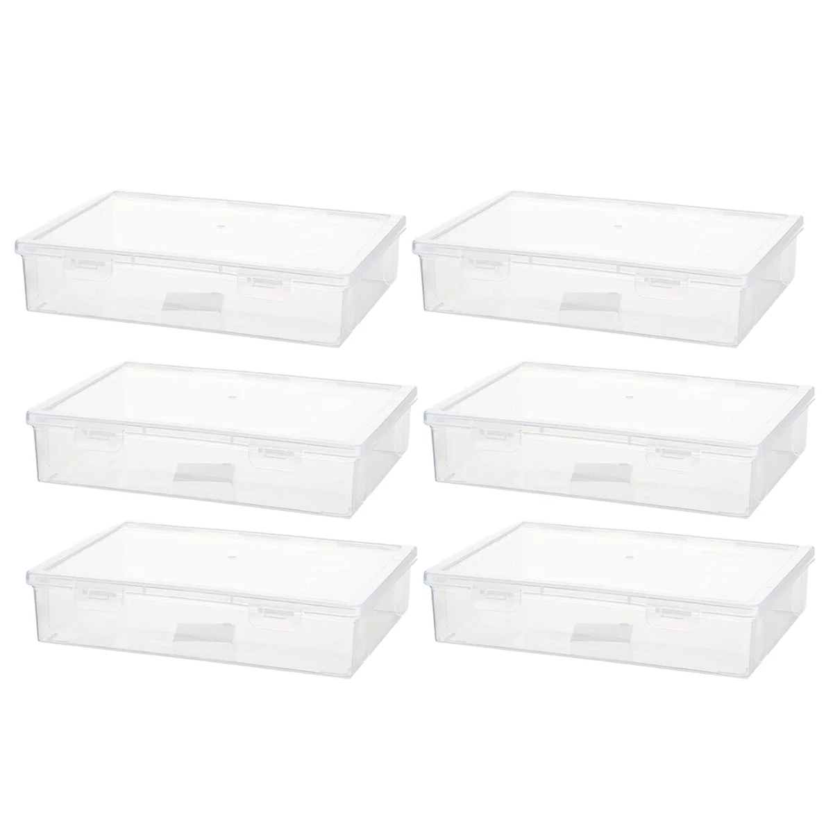 

6 Pcs 11In x 8In x 2In Plastic Storage Box with Lid Multipurpose Craft Organizer Plastic Containers Clear Pencil Case