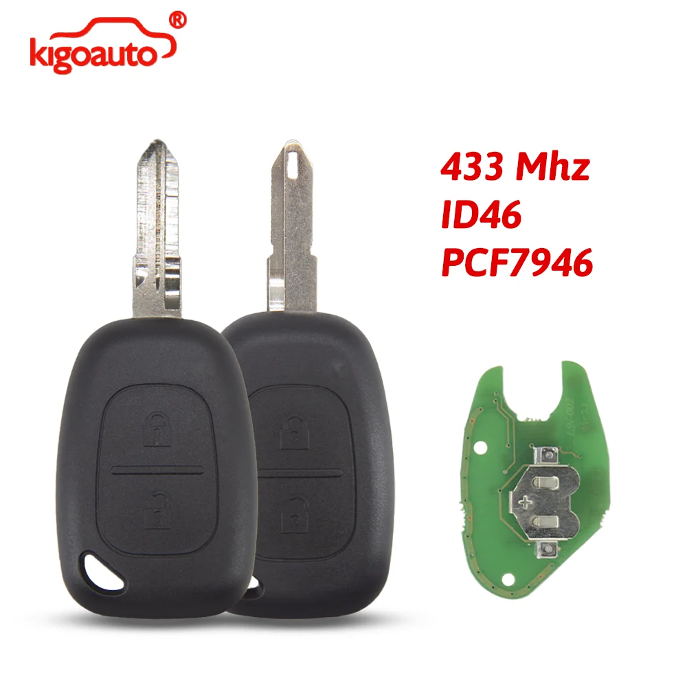 KIGOAUTO Remote Key 433mhz ID46 Chip Transmister 2 Button Ne73 VAC102 Blade for Renault Traffic Master Vivaro Movano Kangoo