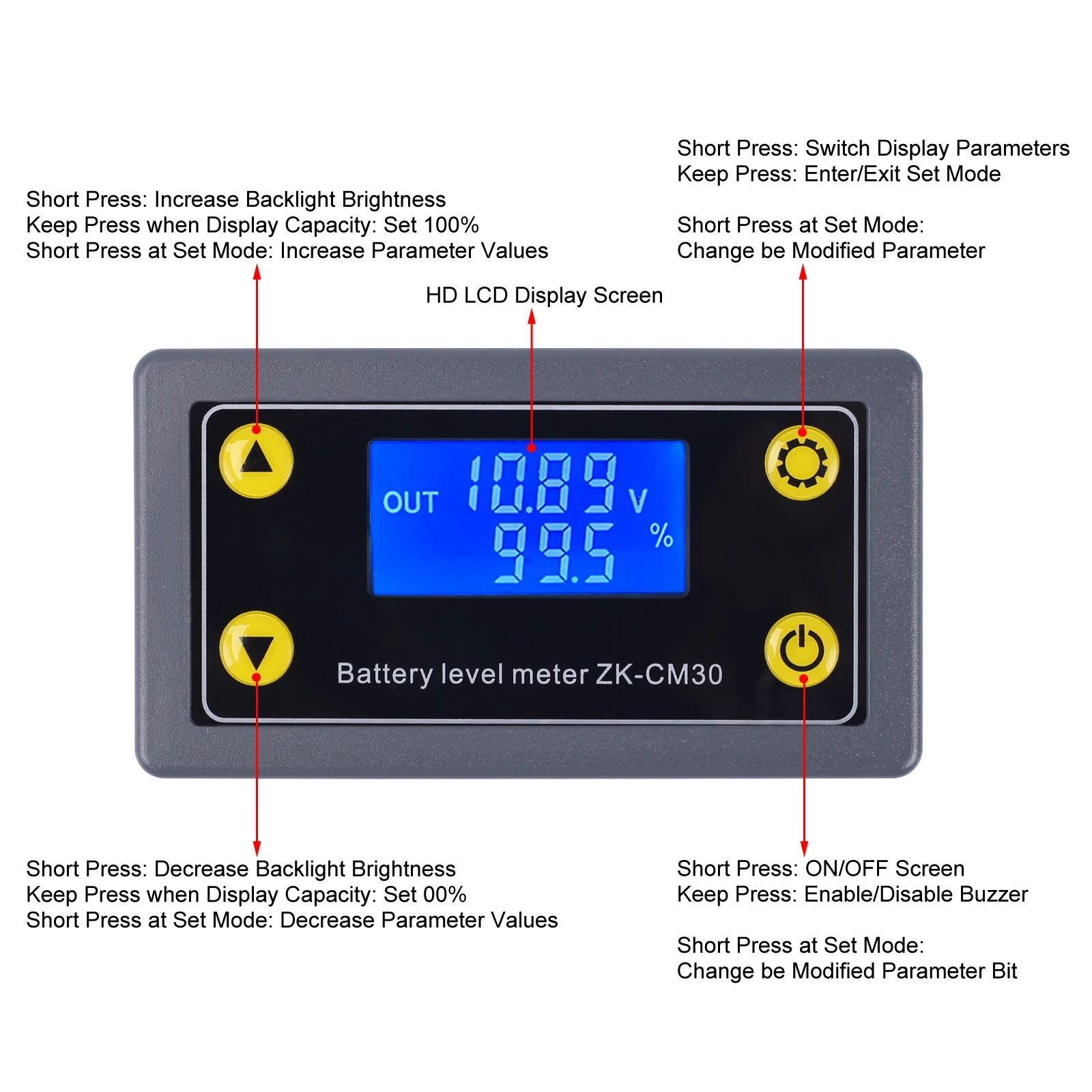 Coulometer Battery Voltage Monitor Lead-acid Battery Capacity Monitor 30A Charge Discharge Protection Controller 6V-60V