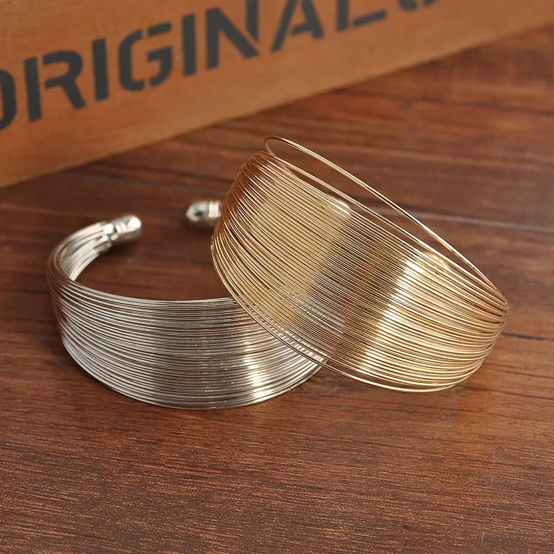 Women's Vintage Multi-Layer Opening Wide Cuff Bracelet