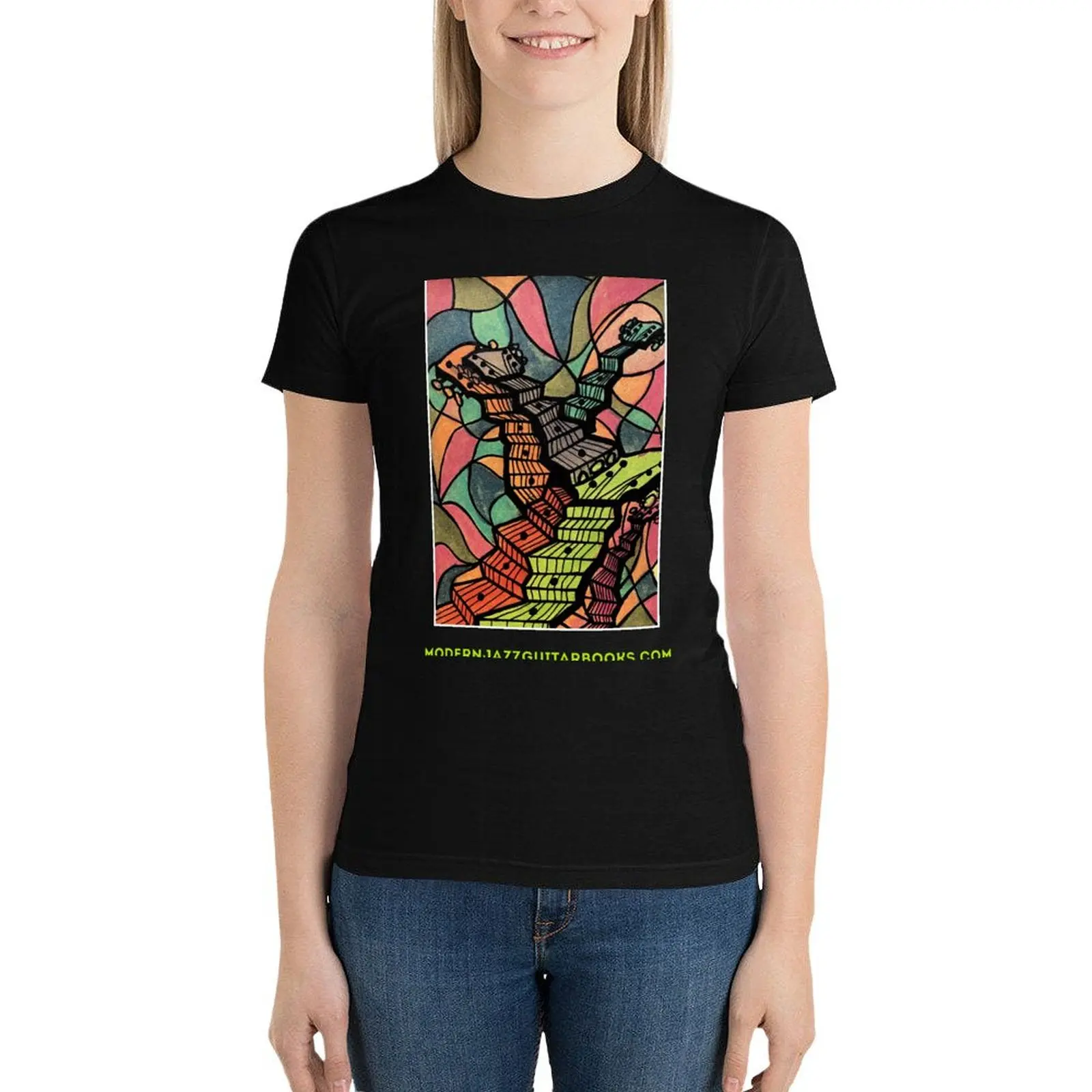 Modern Jazz Guitar Books promo art by Hristo Vitchev T-Shirt tees Aesthetic clothing cute clothes white t-shirts for Women