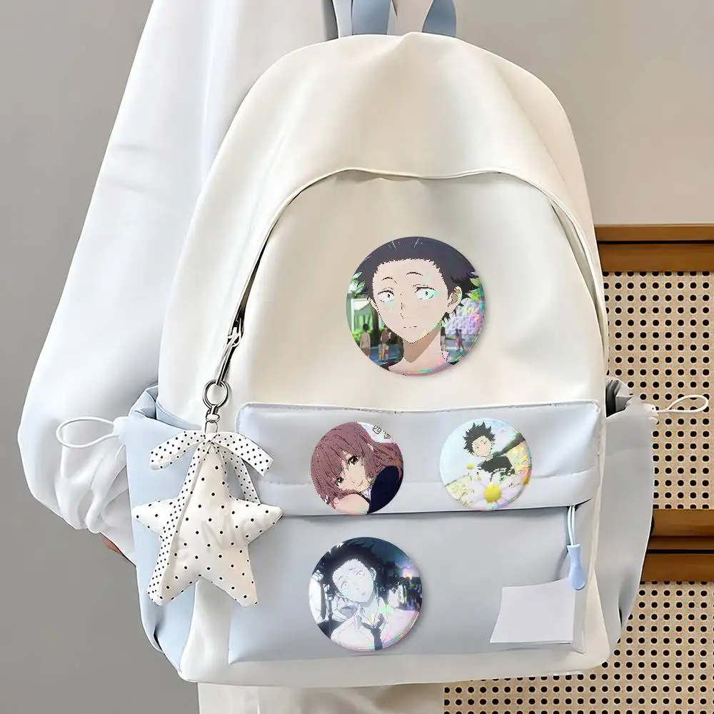 A Silent Voice Cute Cool Round Pin Badge Set For Anime Game Music Cartoon Fans Backpack Denim Jacket Hat Decoration