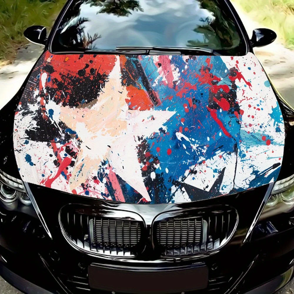 

Five-pointed Star Splash Car Hood Vinyl Wraps Sticker, Car Engine Decal, Waterproof Self-adhesive Car Packaging Cover, Universal