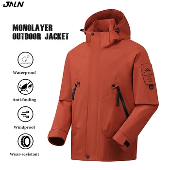 JNLN Unisex เสื้อแจ็คเก็ตกันน้ําสําหรับปีนเขาเดินป่าตั้งแคมป์เดินป่า Windbreaker ผู้ชายผู้หญิงกลางแจ้ง Windproof Rain Coat กันเพรียง