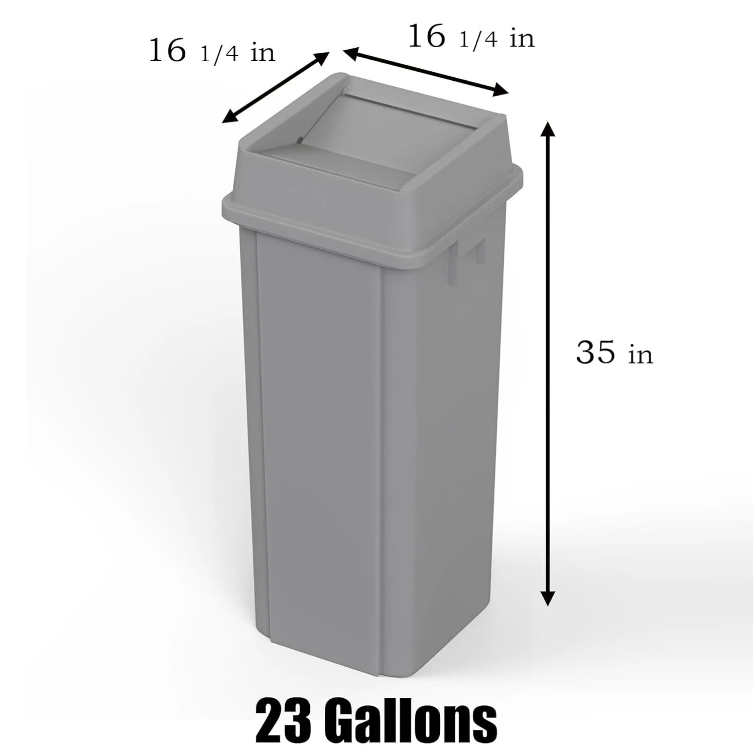 Tempat Sampah Komersial Kotak Abu-abu 23 Galon dengan Tutup |   Dapur Sekolah Restoran Kantor Luar Ruangan