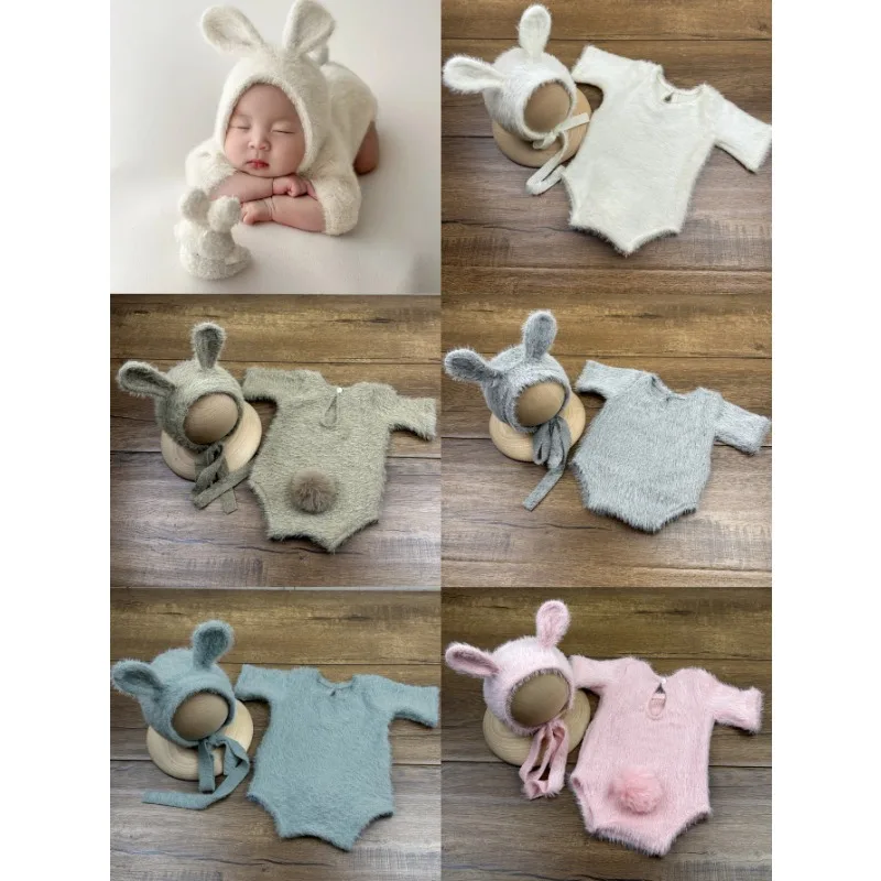 

Реквизит для фотосъемки новорожденных, вязаный наряд, кукла-кролик, детские очки для косплея, реквизит для детской фотосессии, аксессуары