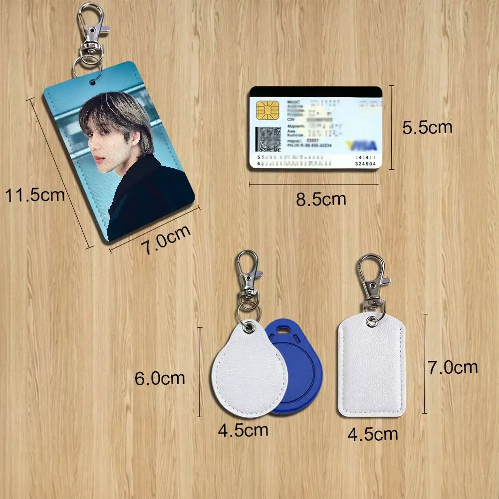 Think of You IDEA TAEMIN Leather Keychain Badge Holder with Lanyard - ID/Access Card Holder, Key Ring Accessory, Gift Option