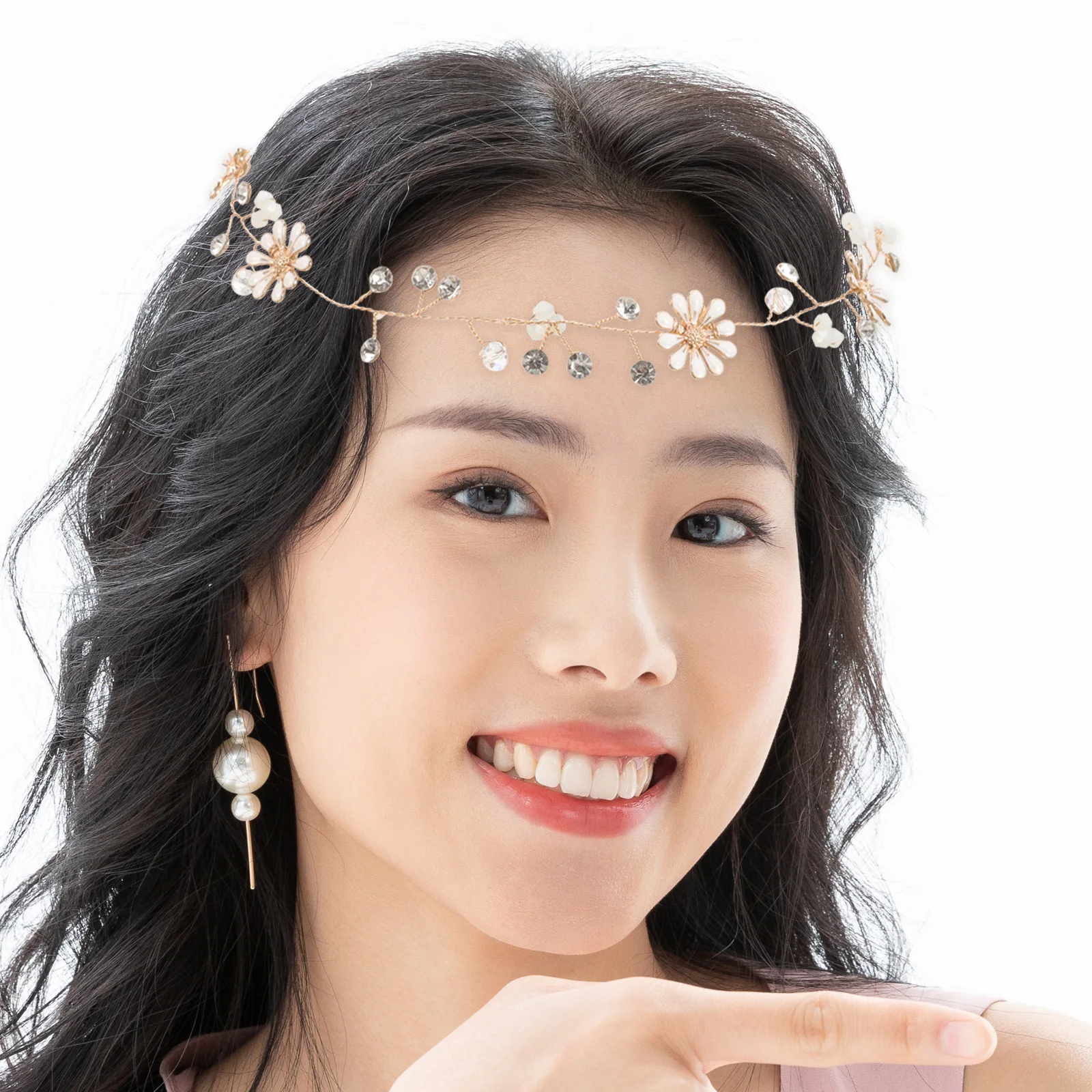 

Little Daisy Hairband Floral Headdress Flower Crown Bridal Headwear Festivals Garland Wreath Handmade Pearl Elegant
