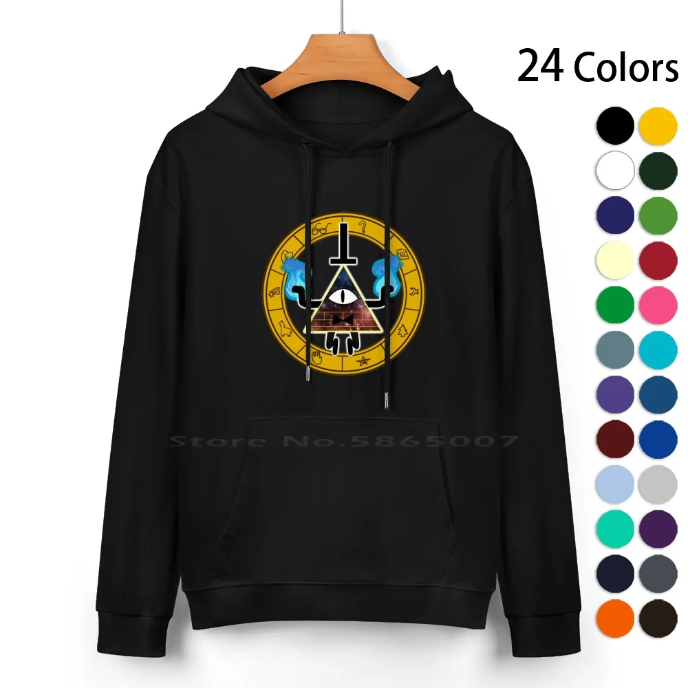 Bill Cipher Cotton Hoodie Sweater 24 Colors Bill Cipher Weirdmageddon Dipper Mabel Dorito 100% Cotton Hooded Sweatshirt For