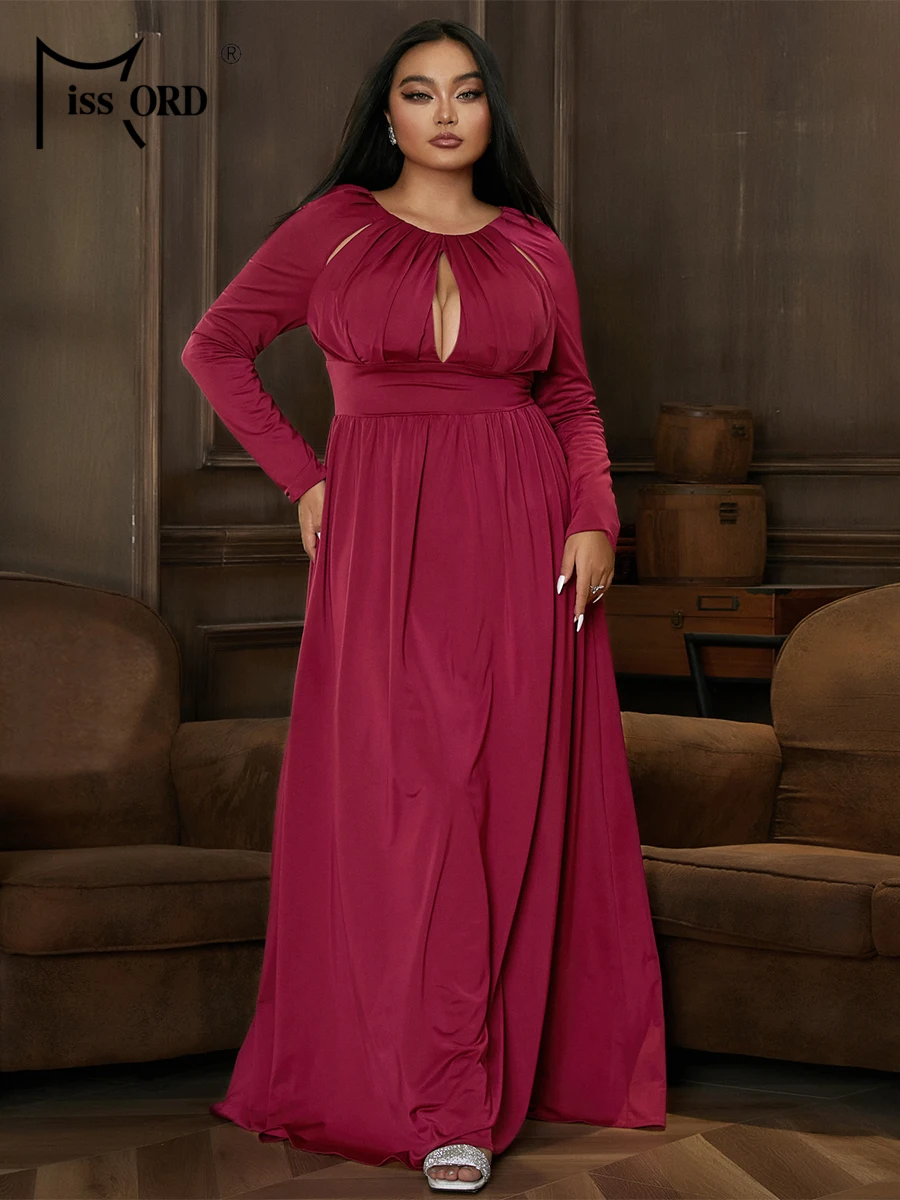 

Missord Plus Size Cut Out A-line Floor Length Burgundy Prom Dress