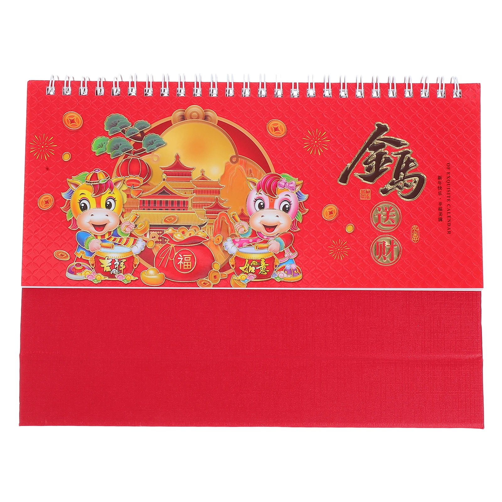 

2026 Vintage Horse Year Desktop Calendar Blocks Chinese New Year Feng Shui Decorative Table Calendar Paper Material