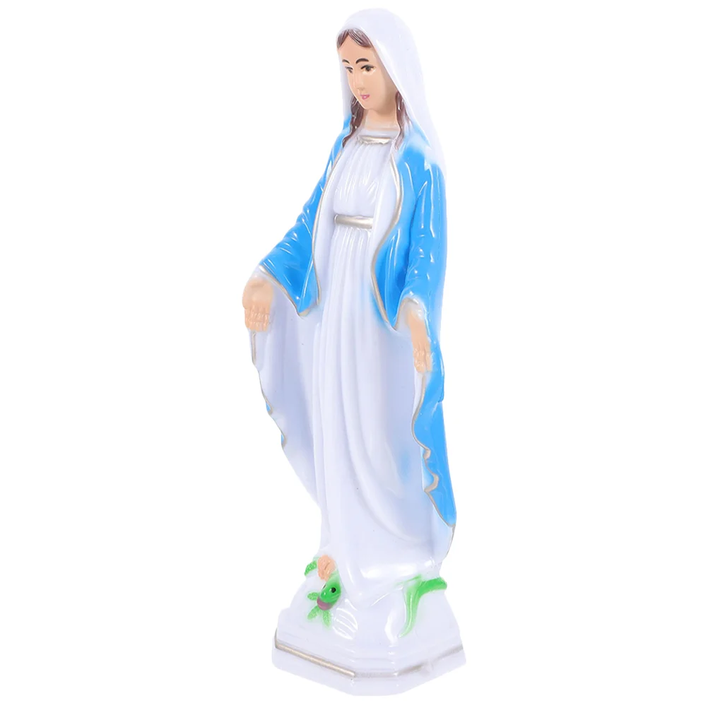 Mini Virgin Mary Statue Catholicism Plastic Figurine Ornaments Tiny Decoration Mother