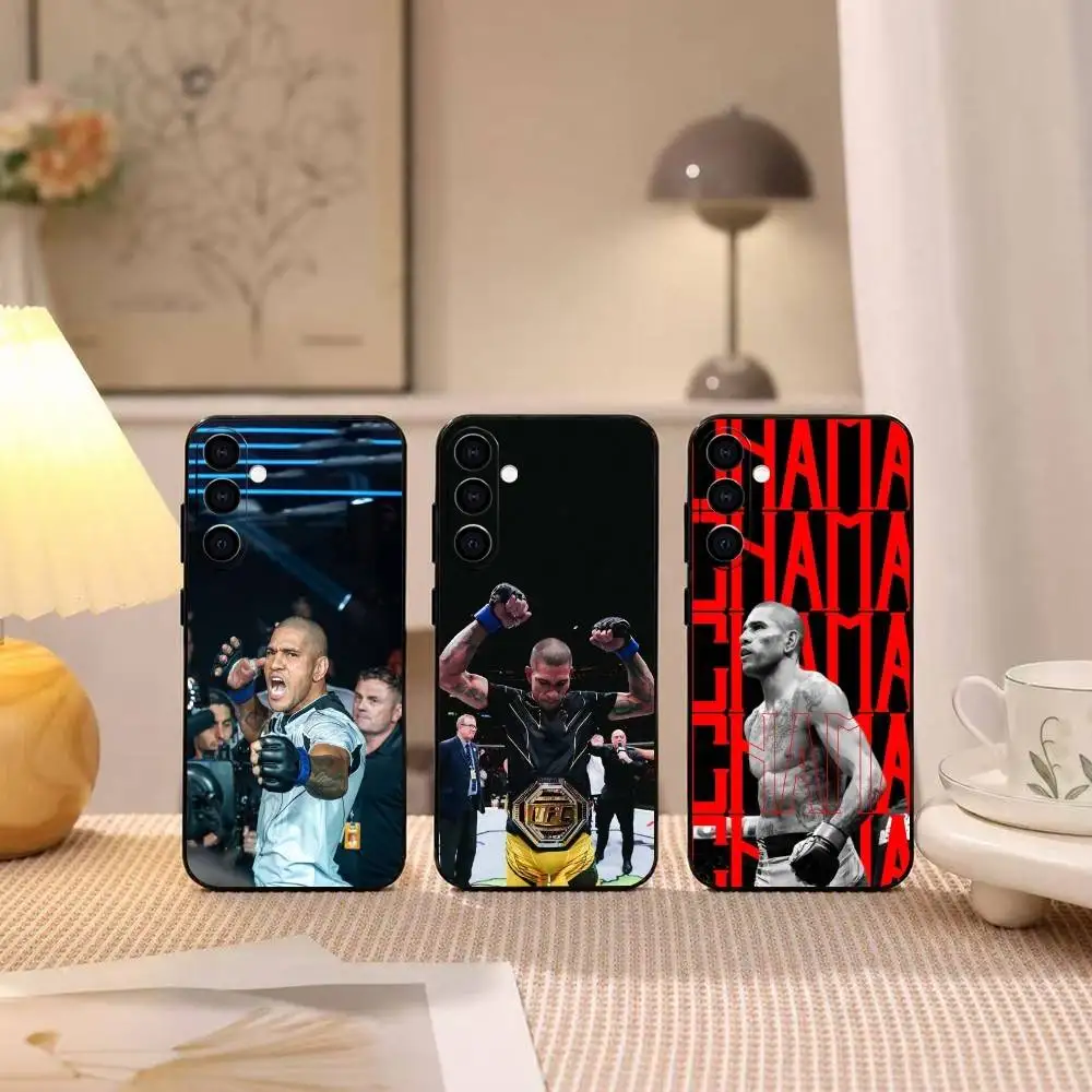 Capa de telefone Fighter Alex Pereira Chama para Samsung Galaxy A73, A72, A71, A70, A53, A52, A51, outros, capa preta macia