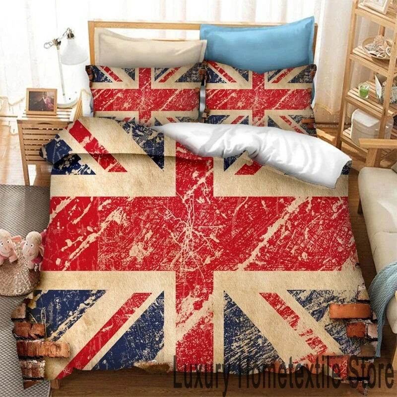 3D Print Britain Flag Bedding Set,Duvet Cover Comforter Bed Set Quilt Cover Pillowcase,King Queen Twin Size Boys Girls Adults