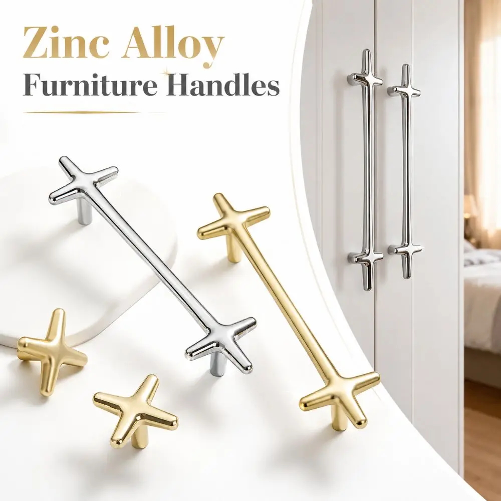 French Cream Style Hardware Cabinet Handles Zinc Alloy Light Luxury Wardrobe Door Handles 128mm Modern Minimalist