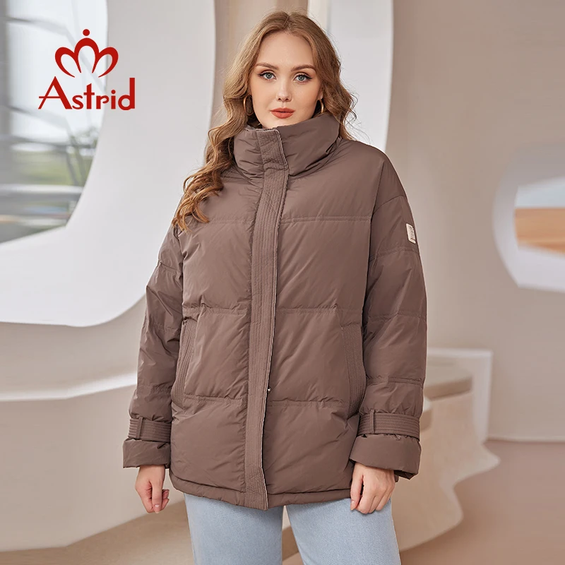 Astrid Jackets For Women 2022 Short Loose Casual Simple Design Hooded Stand Collar Women\'s Parka Female Down Jacket AR-E10335