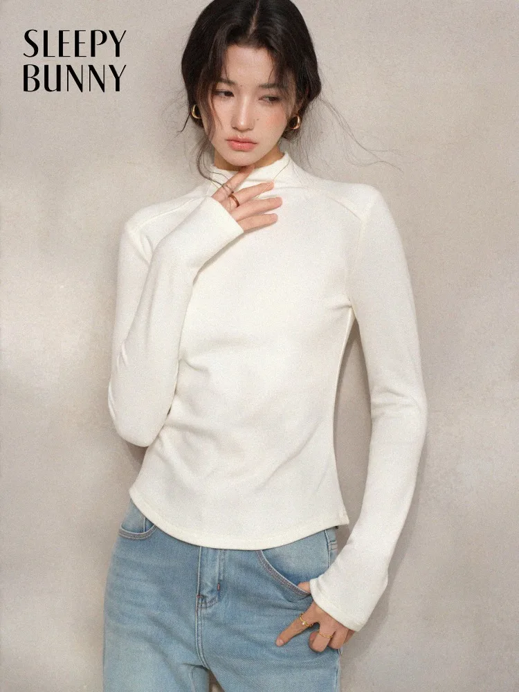 

Women Lady Warm Mock-Neck Thermal Top Slim Fit Long Sleeve Stretch T-Shirt Soft Winter Base Layer Inner Wear for Daily Comfort