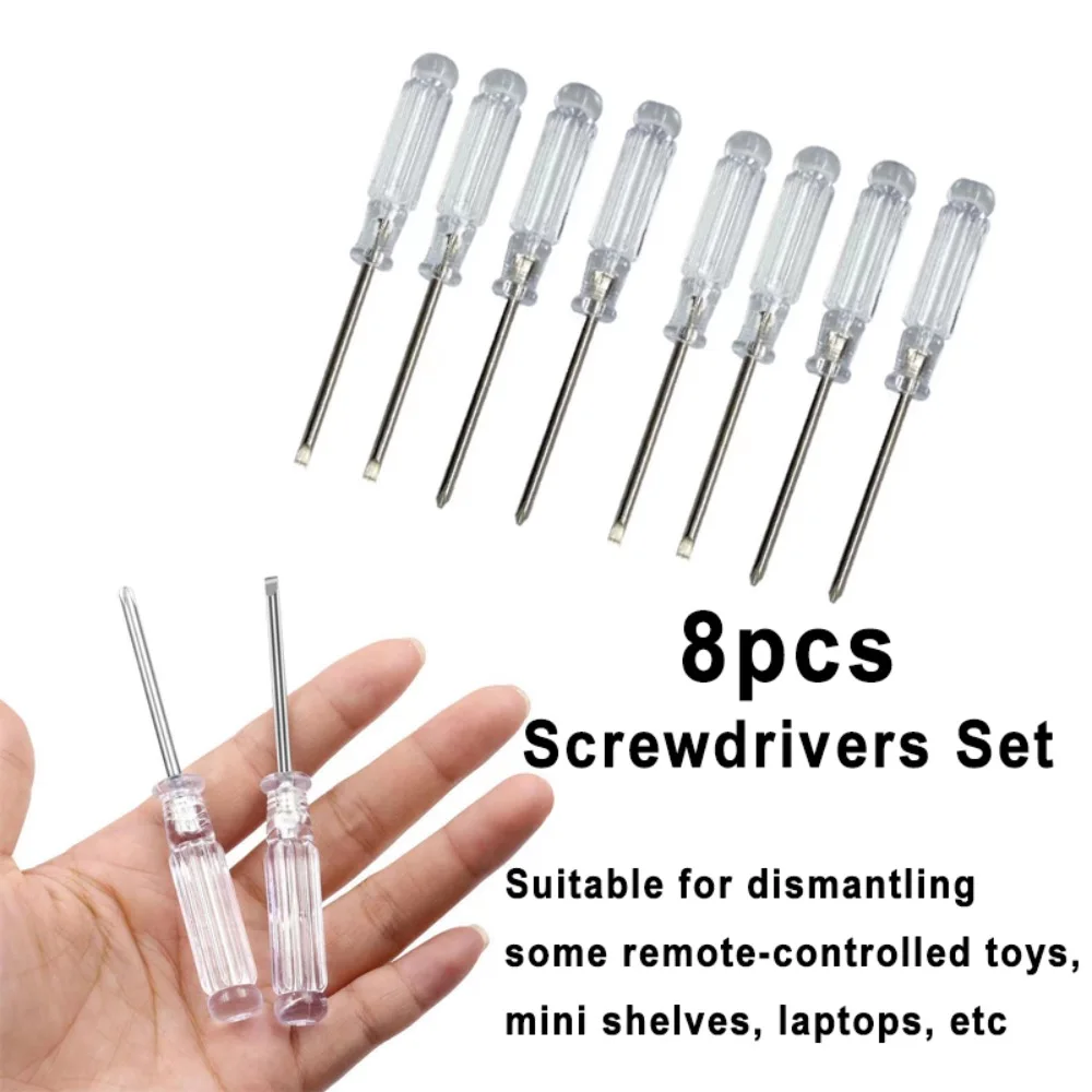 4/8pcs Screwdriver Set Toy Cross Word Repair Tool Suitable For Exercising Hands-on Ability Small Repair Tool, Crystal Screw Tool