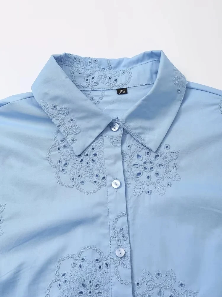 Csa de Seda con Bordado Decorativo de Moda JNLEAOG, Estilo Urbano para Mujer, Corte Hoado, Manga Larga, Estampado Floral...