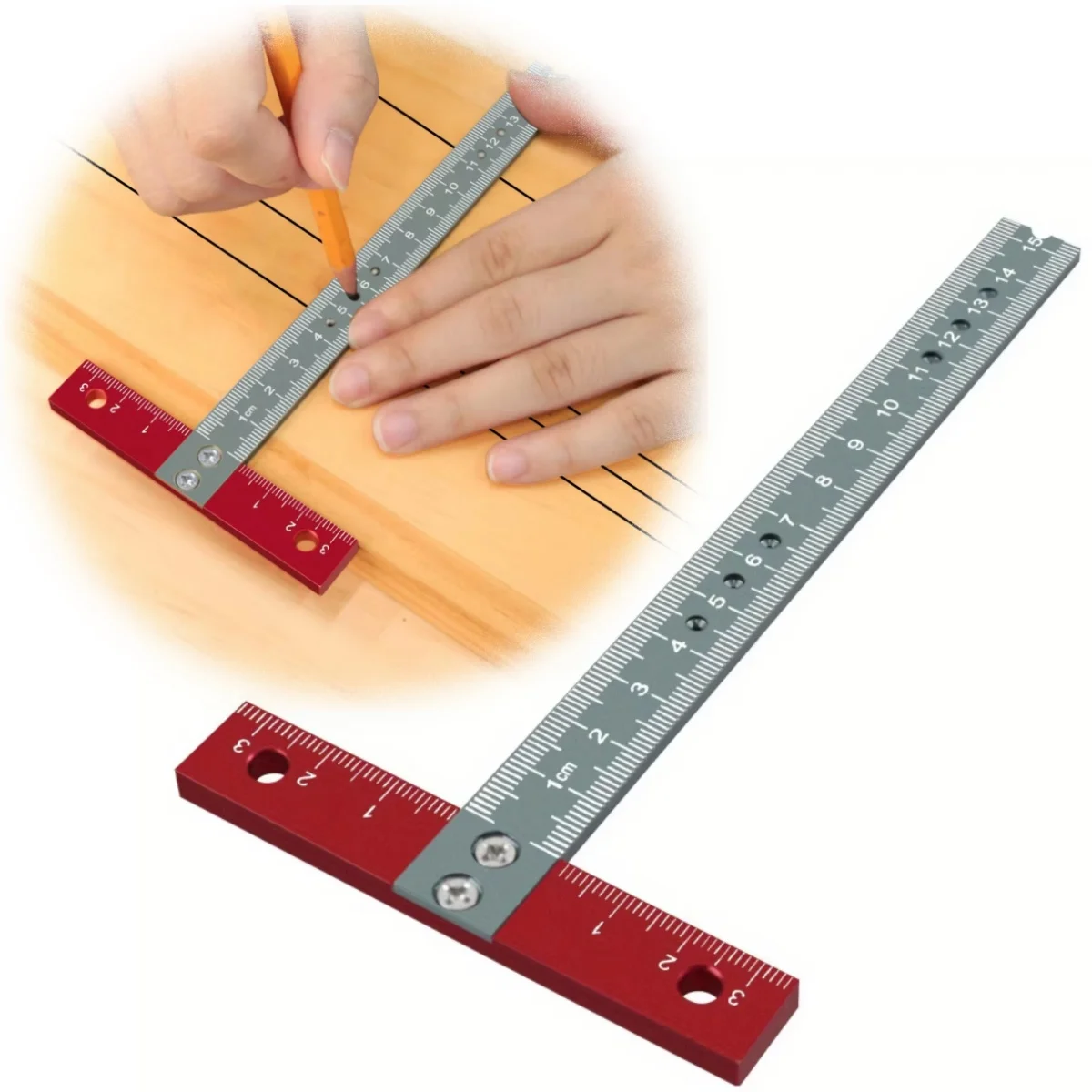 1 pz Righello di posizionamento quadrato Toughbuilt Strumento di misurazione per la lavorazione del legno Set di righelli per architetto di disegno stampato al laser in alluminio quadrato