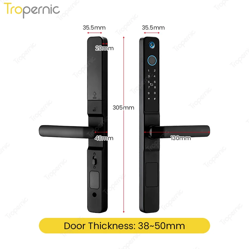 Camera Waterproof Tuya WiFi Biometric Fingerprint Door Locks Electronic Smart door lock RFID Card Code Aluminum Glass Door