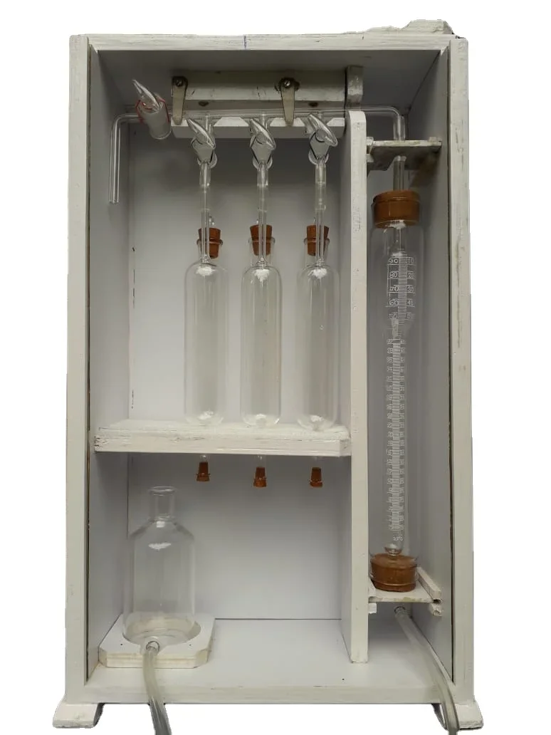 Orsat 3 Pipette Apparatus Wooden Frame Borosilicate Glass Testing Equipment for Analyzing Flue    Combustion System