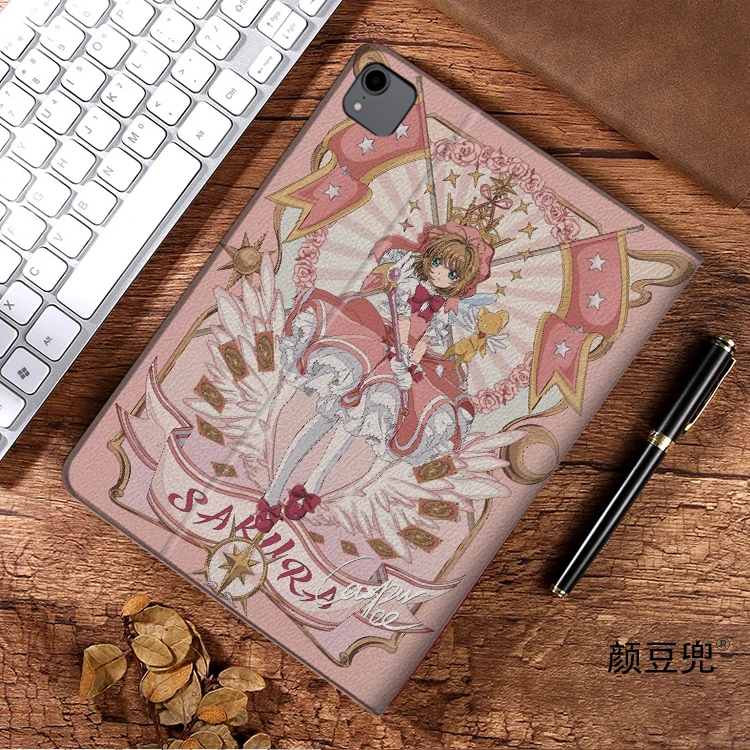 SAKURA Card Captor Anime For Samsung Galaxy Tab S7 FE 11 in 2021 S6 Case SM-T220/T225 Tri-fold stand Cover Galaxy tab s6 lite A8