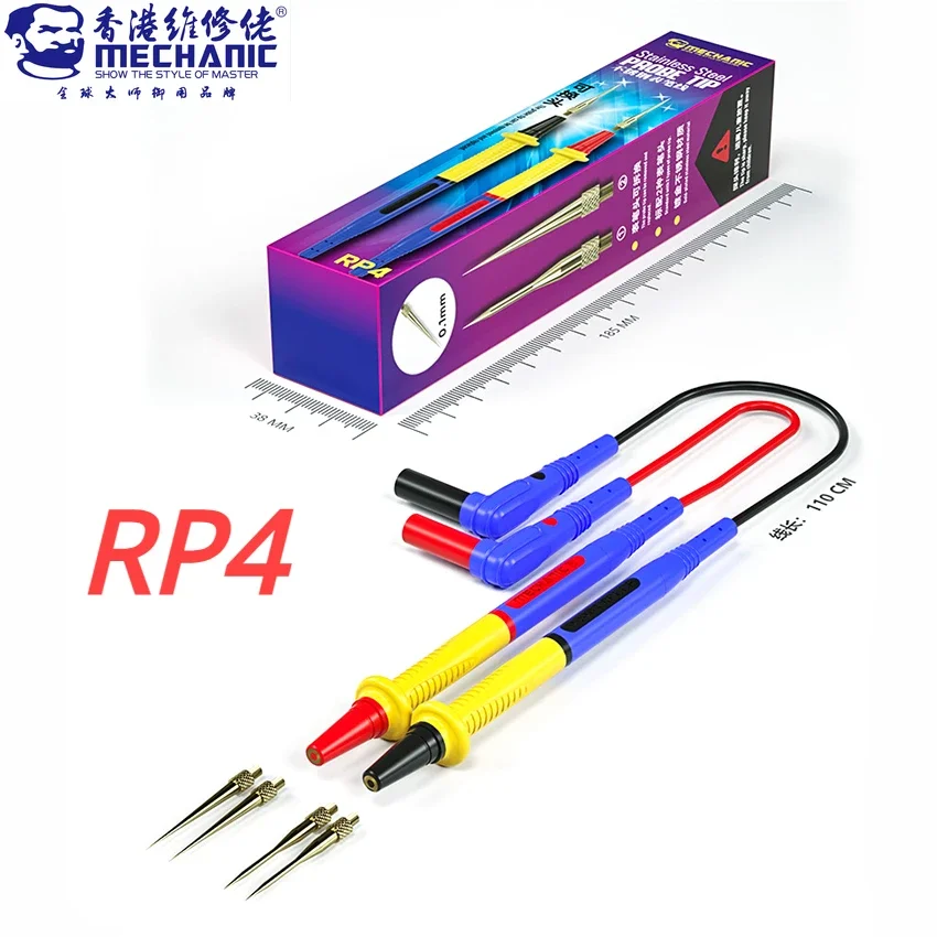 MECHANIC RP4 Multimeter Pen 20A 1000V Universal Soft Stainless Steel Pen Tip Probe Test Pen for Digital Multimeter
