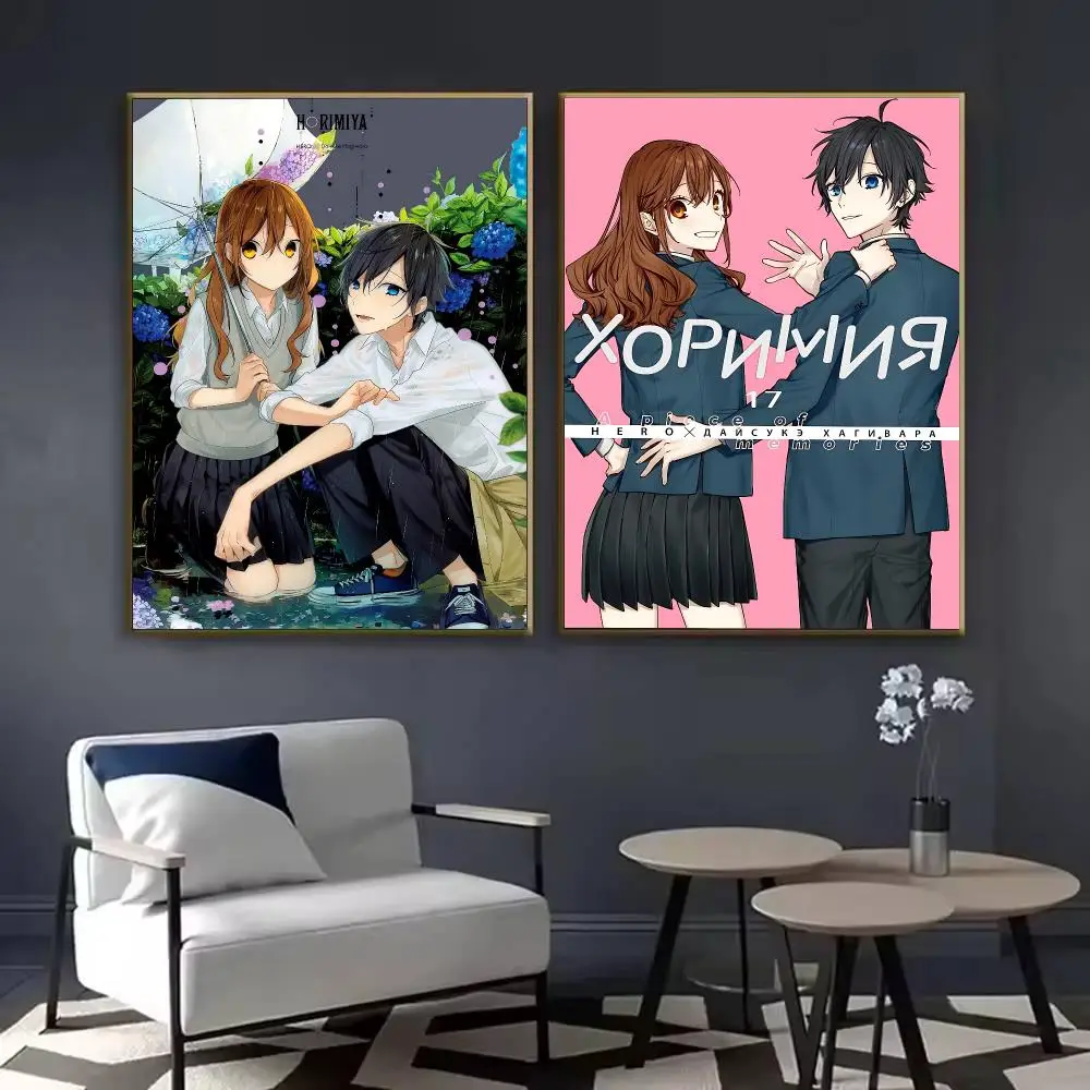 H-Horimiya Anime Poster Waterproof Sticky Wall Art Print For Bedroom Living Room Hallway Bar Home Decor
