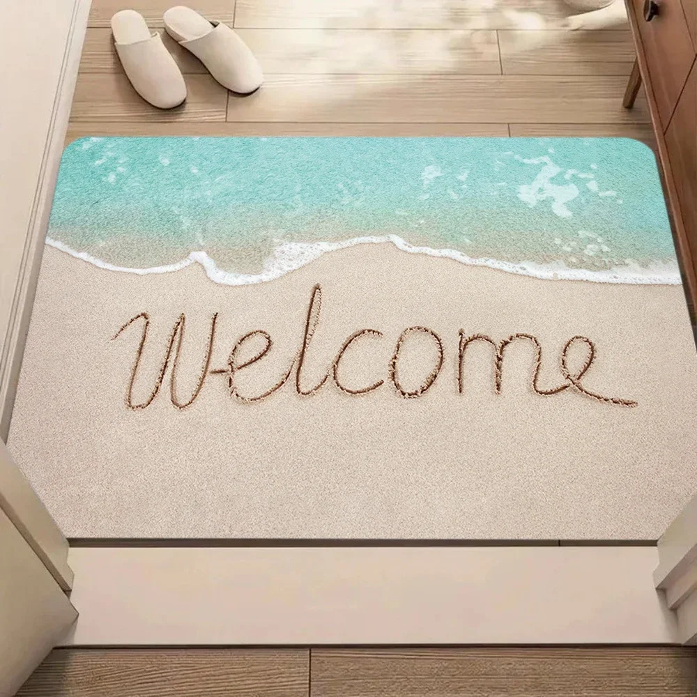 Beach Style Carpet Mat Rug Footprint Pattern Home Decoration Living Room Bedroom Floor Decor Door Mat Welcome Mat Rugs